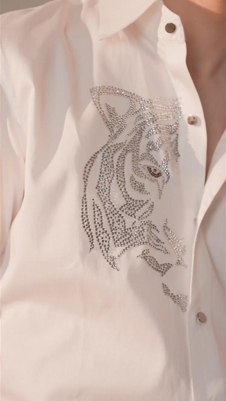 WHITE LION EMBELLISHED SHIRT