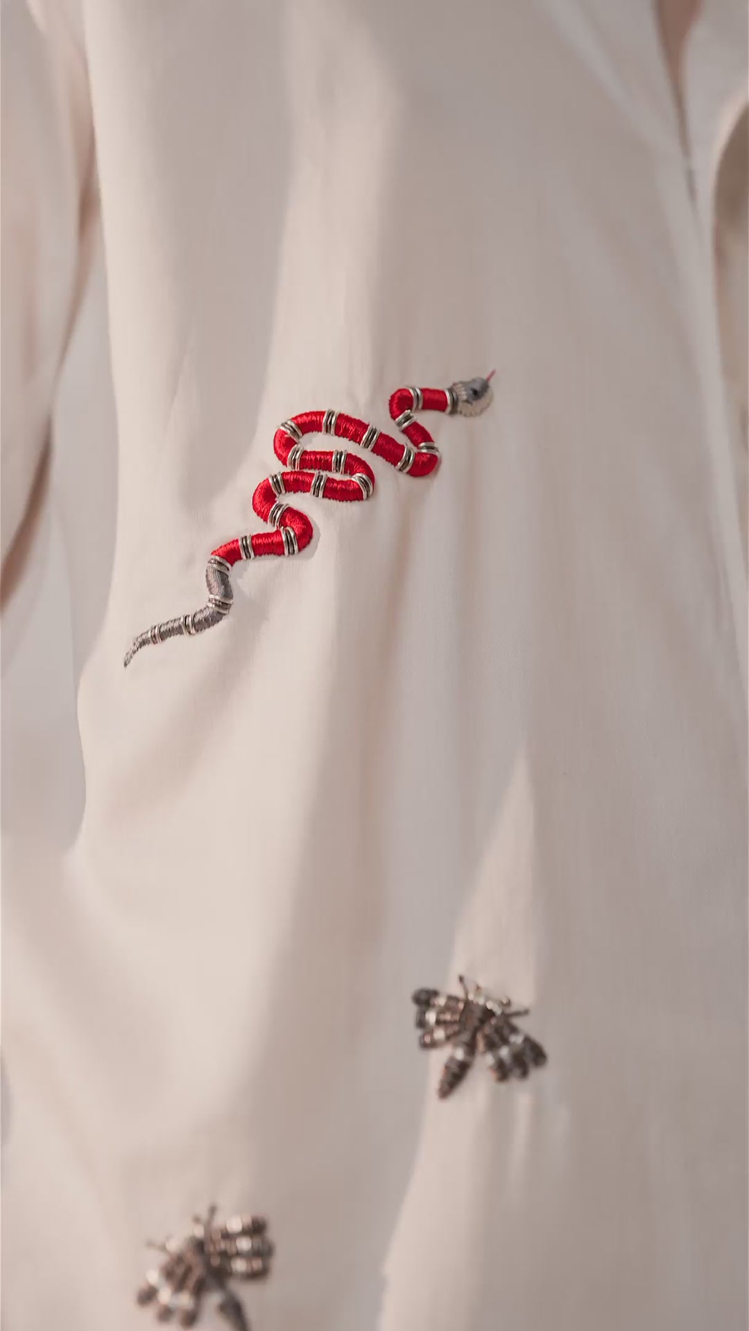 WHITE HAND EMBROIDED SHIRT