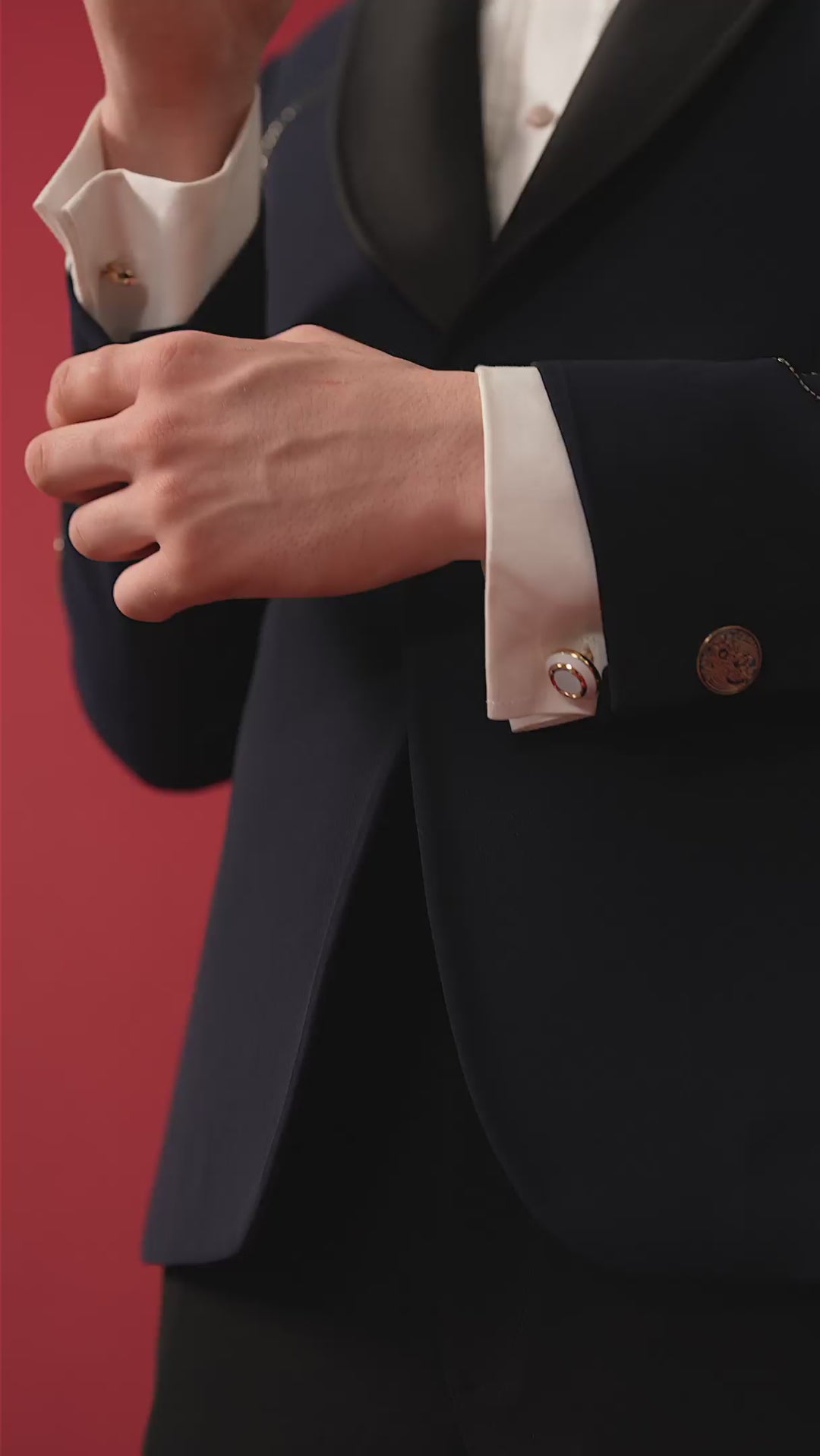 DARK BLUE HAND EMBROIDERD TUXEDO WITH SHAWL LAPEL