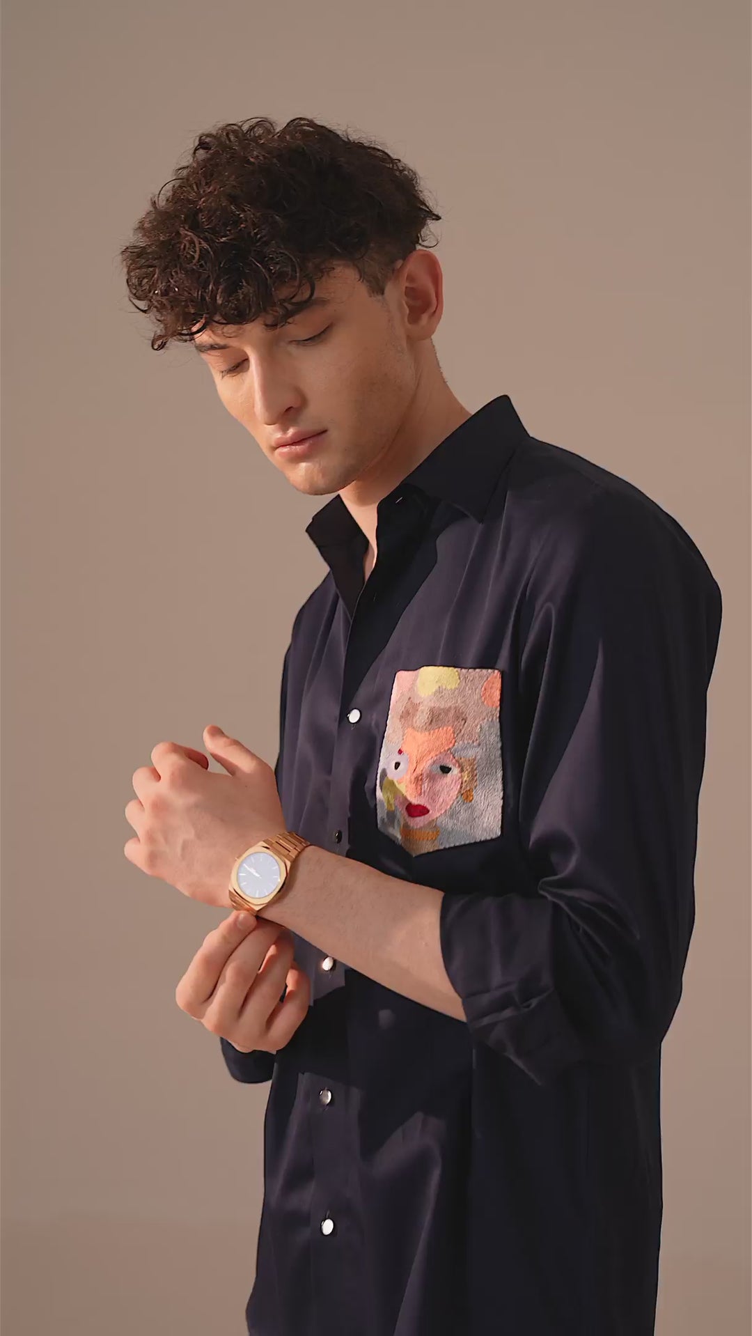 DARK BLUE EMBROIDED SHIRT