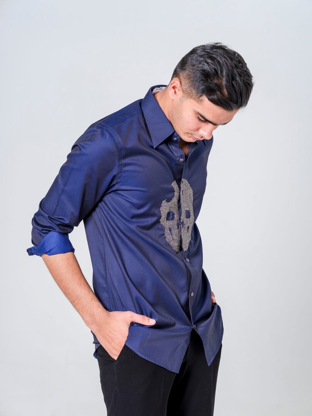 SKULL EMBROIDERED SHIRT
