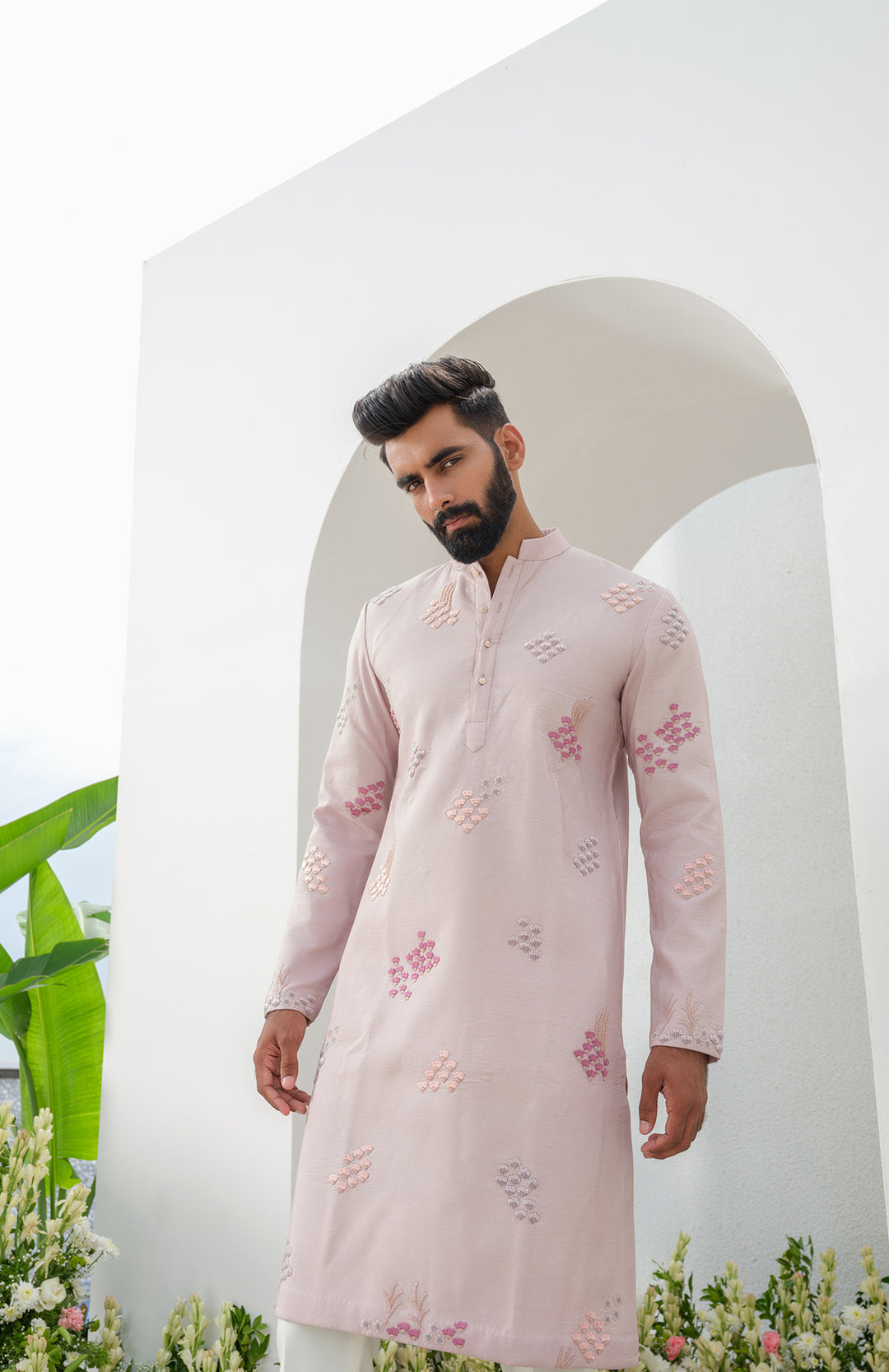 moondust hand embroidered kurta set