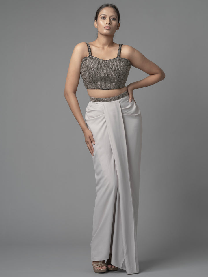 BUSTIER WITH DHOTI SKIRT