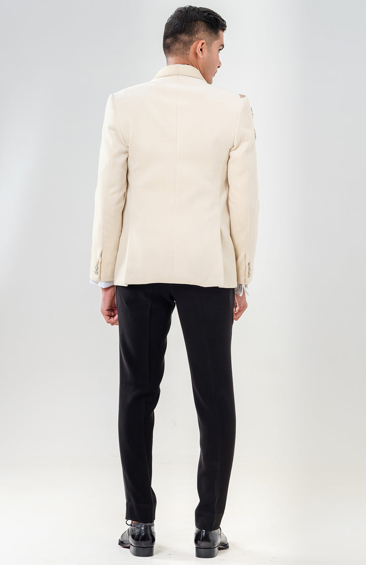 IVORY DINNER JACKET WITH BROAD SHAWL LAPEL