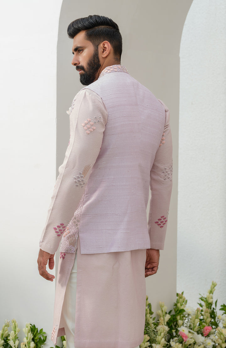 moondust hand embroidered bundi jacket set.