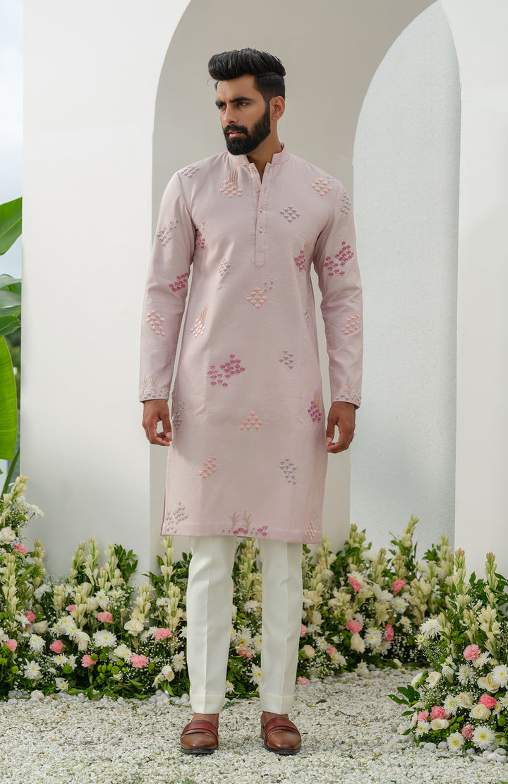 moondust hand embroidered kurta set