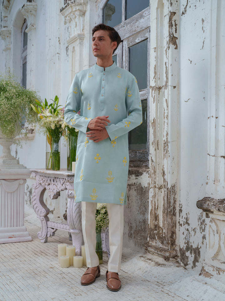 Green Embroidered Kurta Set