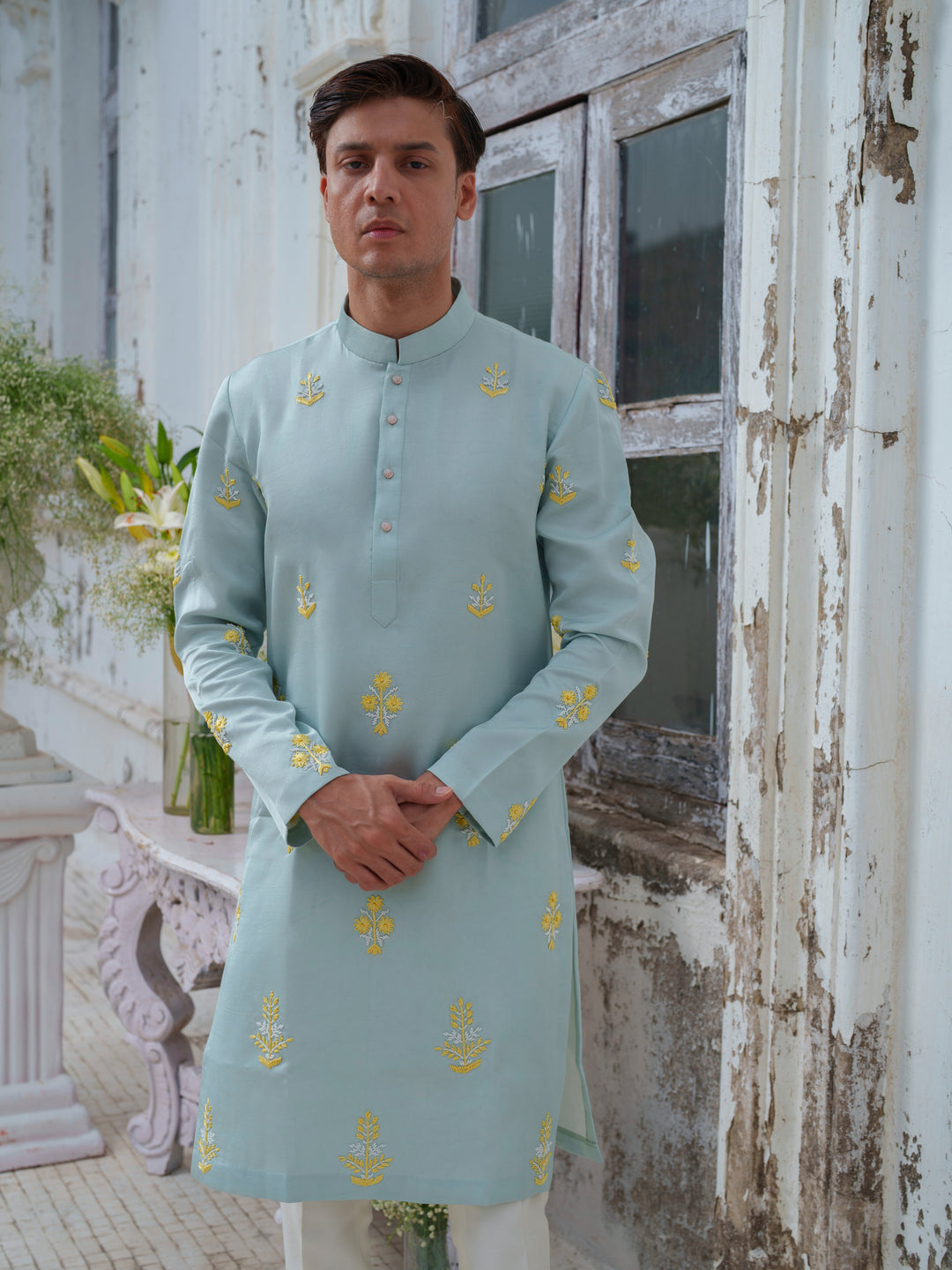 Green Embroidered Kurta Set