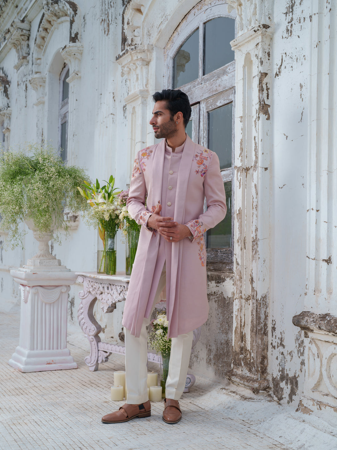 Mauve Hand Painted Cape Kurta Set