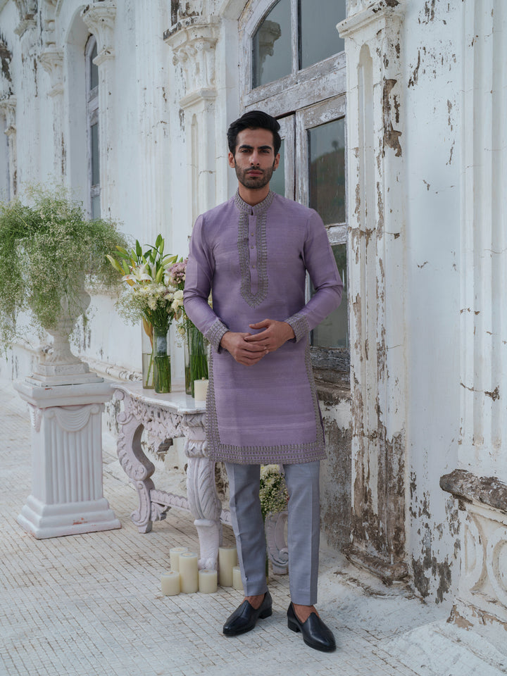 Purple Embroidered Kurta Set