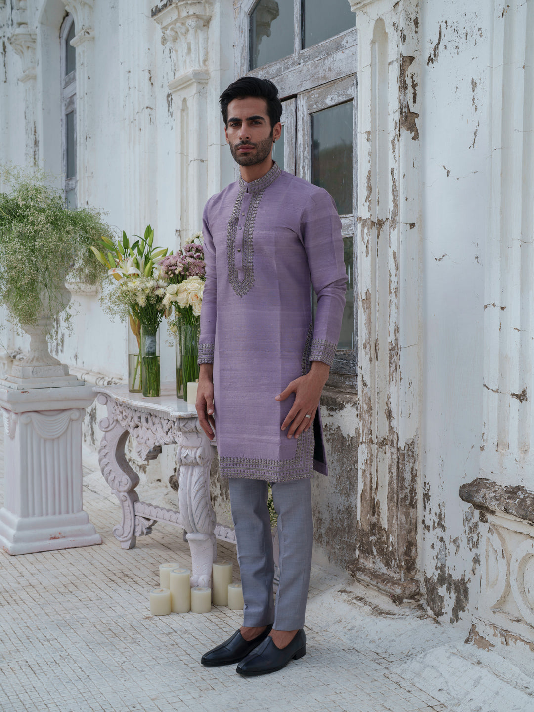 Purple Embroidered Kurta Set