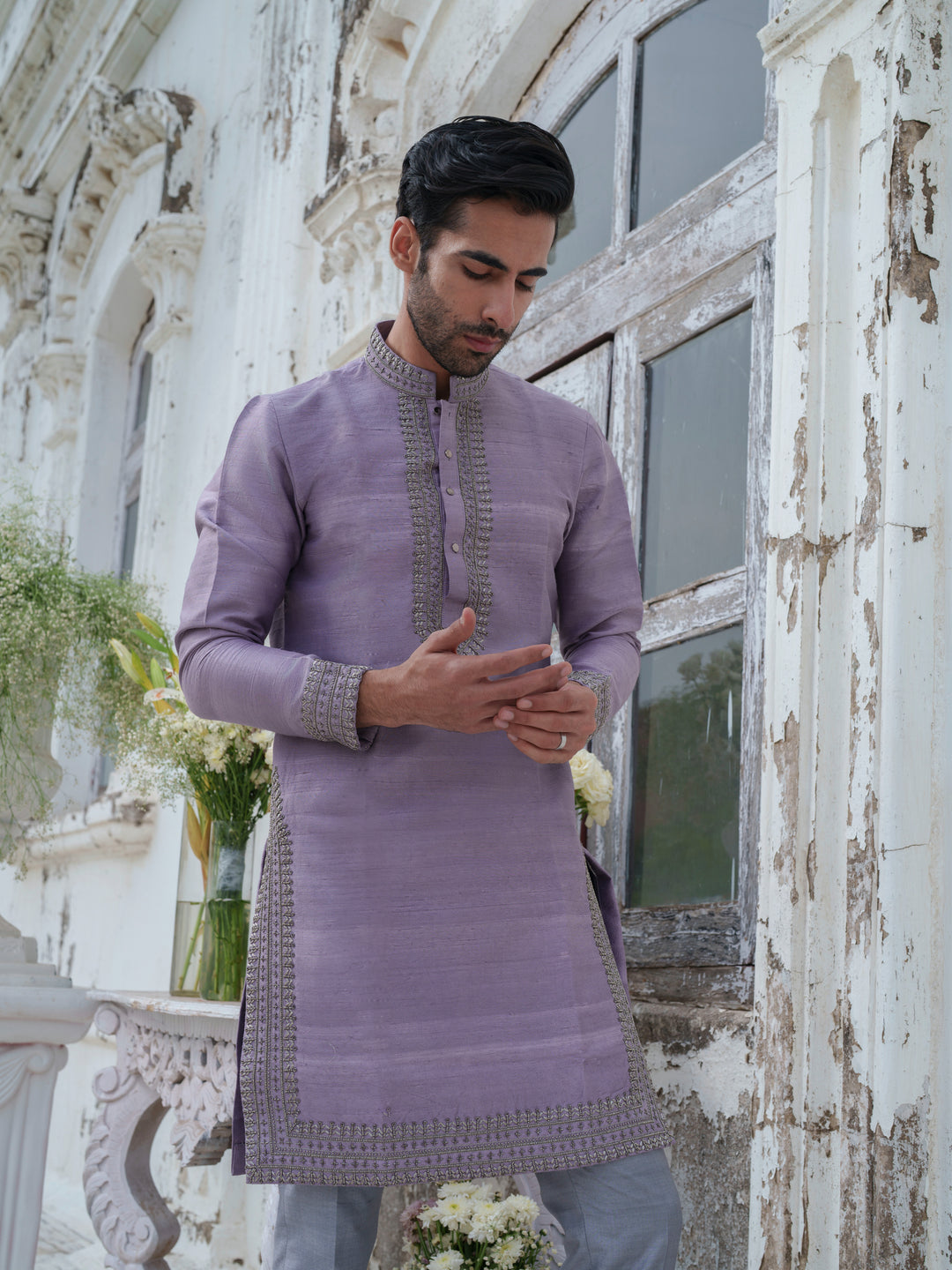 Purple Embroidered Kurta Set