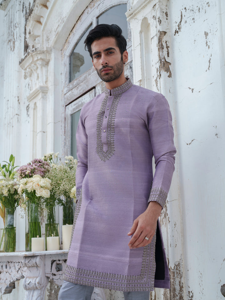 Purple Embroidered Kurta Set