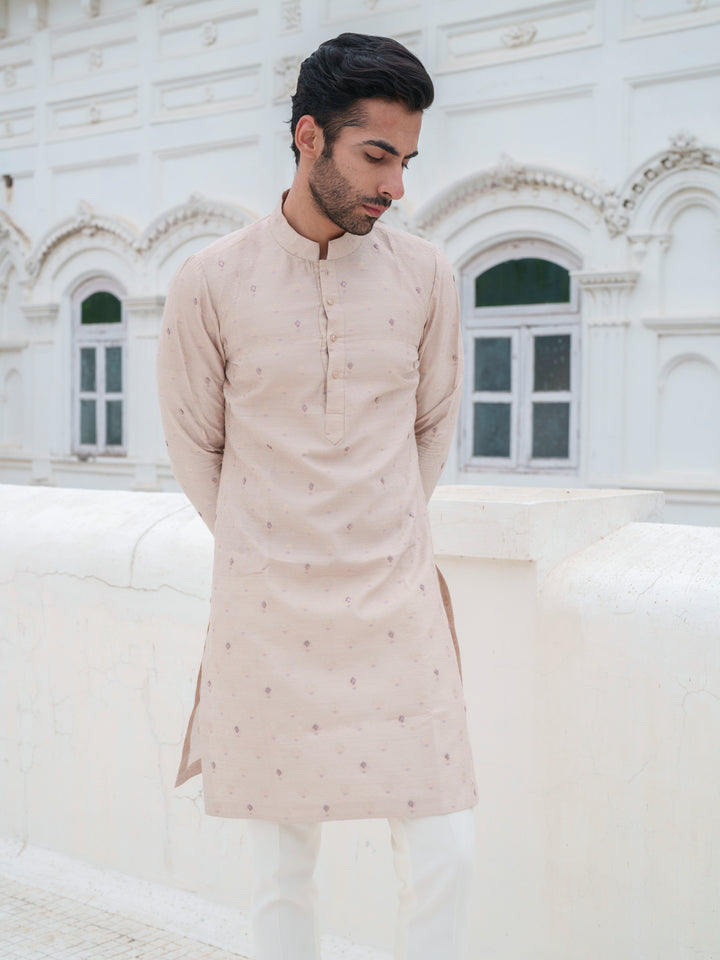 Beige Banarsi Kurta Set