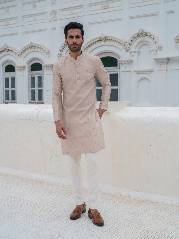 Beige Banarsi Kurta Set