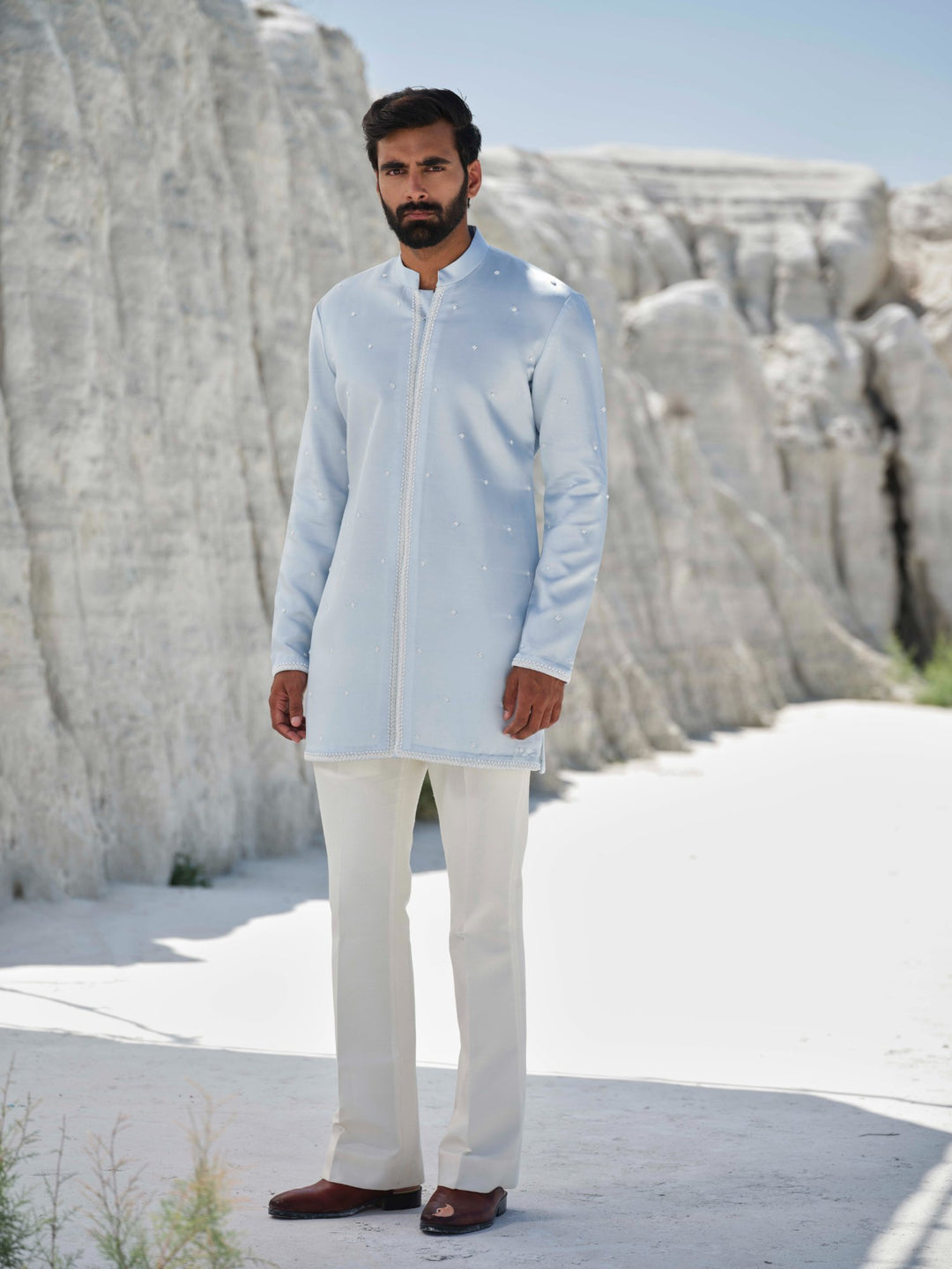 Glacier Whisper - Powder Blue Pearl Jacket Set
