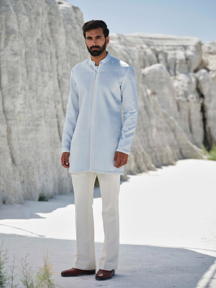 Glacier Whisper - Powder Blue Pearl Jacket Set