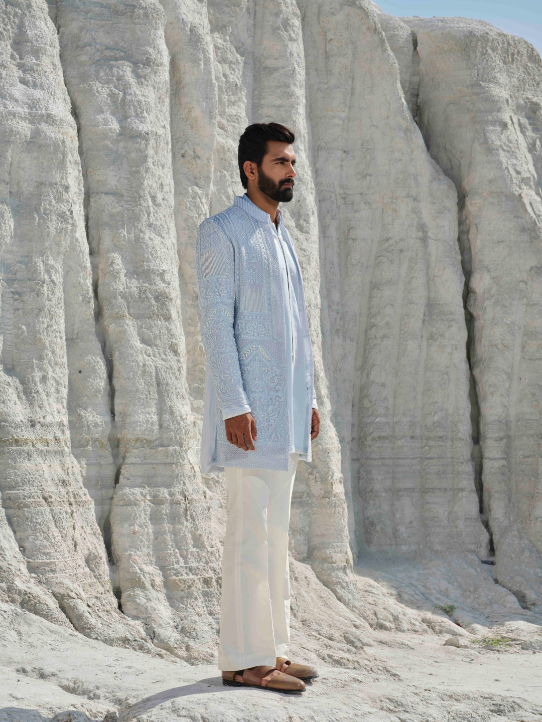 Glacier Whisper - Powder Blue Pearl Jacket Set