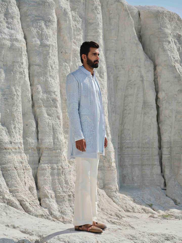 Glacier Whisper - Powder Blue Pearl Jacket Set