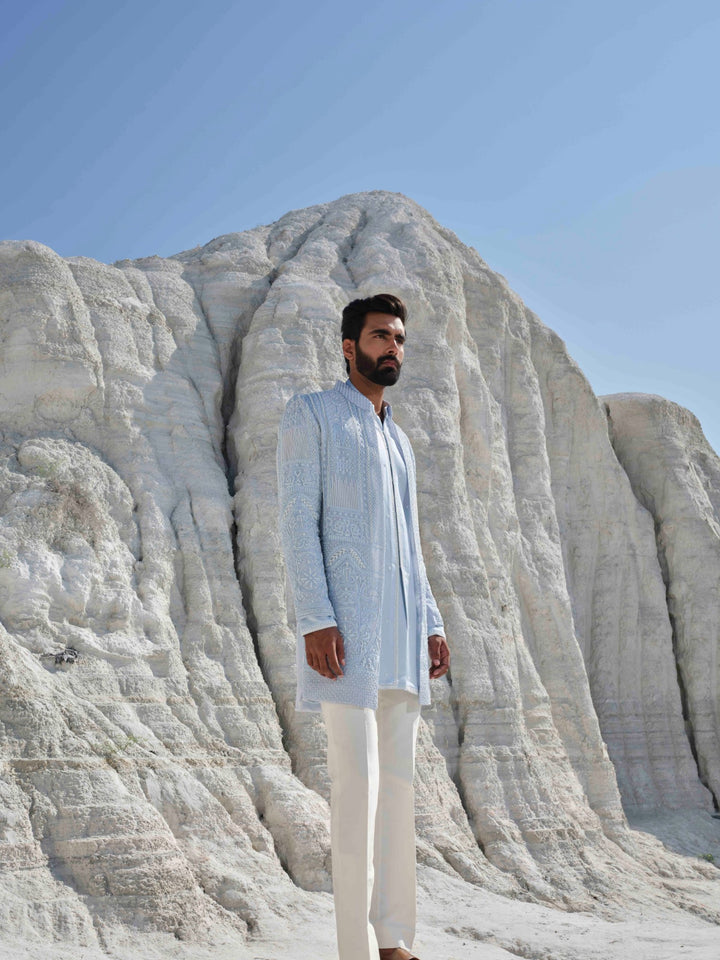 Glacier Whisper - Powder Blue Pearl Jacket Set