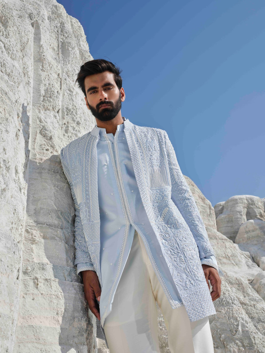Glacier Whisper - Powder Blue Pearl Jacket Set