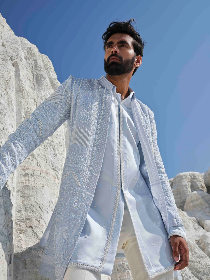 Glacier Whisper - Powder Blue Pearl Jacket Set