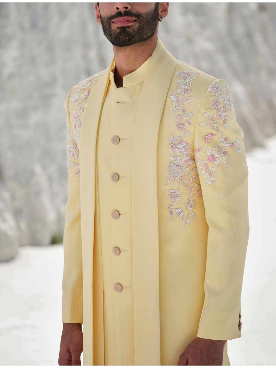 Golden Dawn - Pastel Yellow Cape Kurta Set