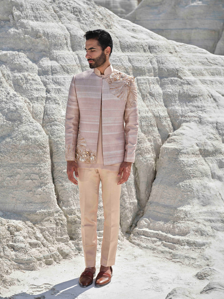 Desert Rose - Rosegold Embroidered Jacket Set