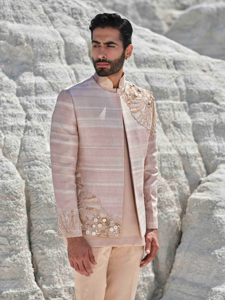 Desert Rose - Rosegold Embroidered Jacket Set