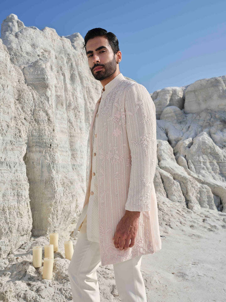 Eden - Soft Blush Pink Embroidered Jacket Set