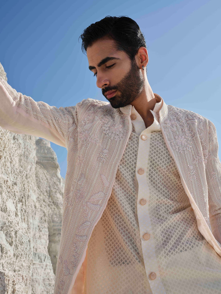 Eden - Soft Blush Pink Embroidered Jacket Set