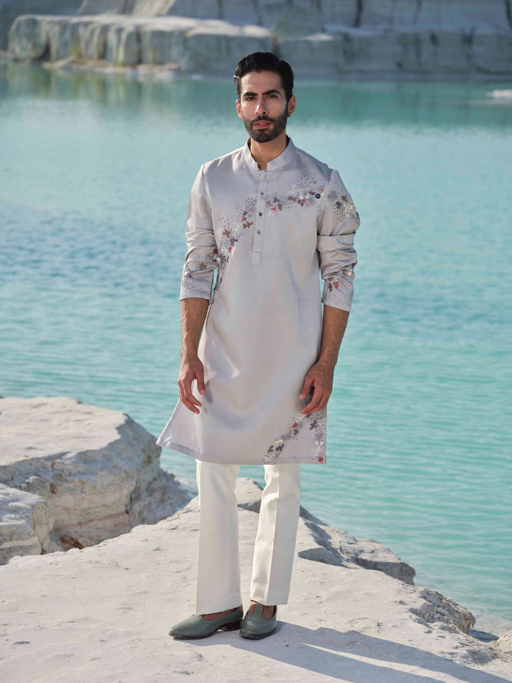 Ethereal Pearl - Embroidered Kurta Set