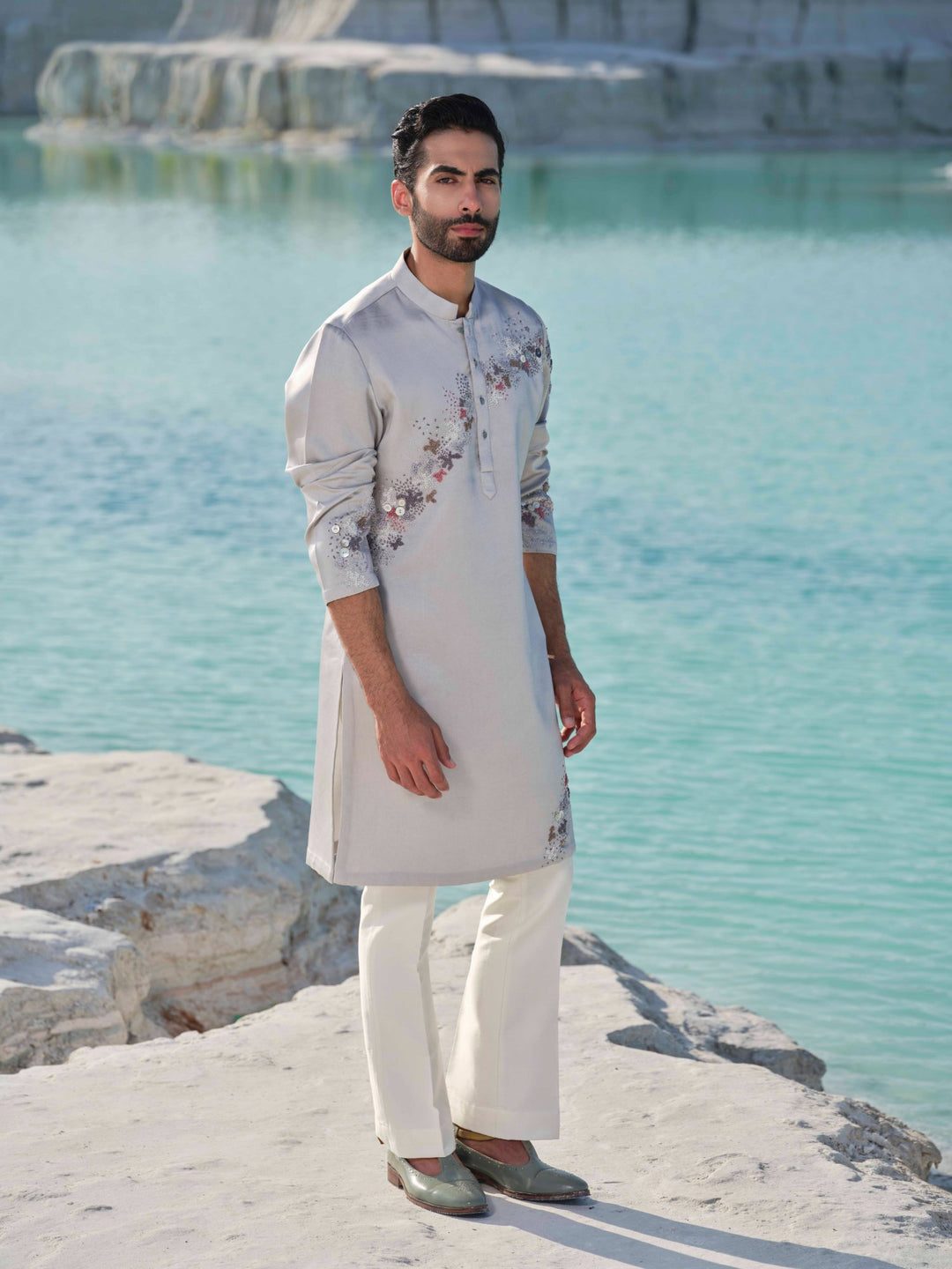 Ethereal Pearl - Embroidered Kurta Set