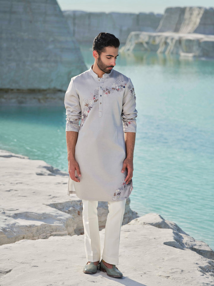 Ethereal Pearl - Embroidered Kurta Set