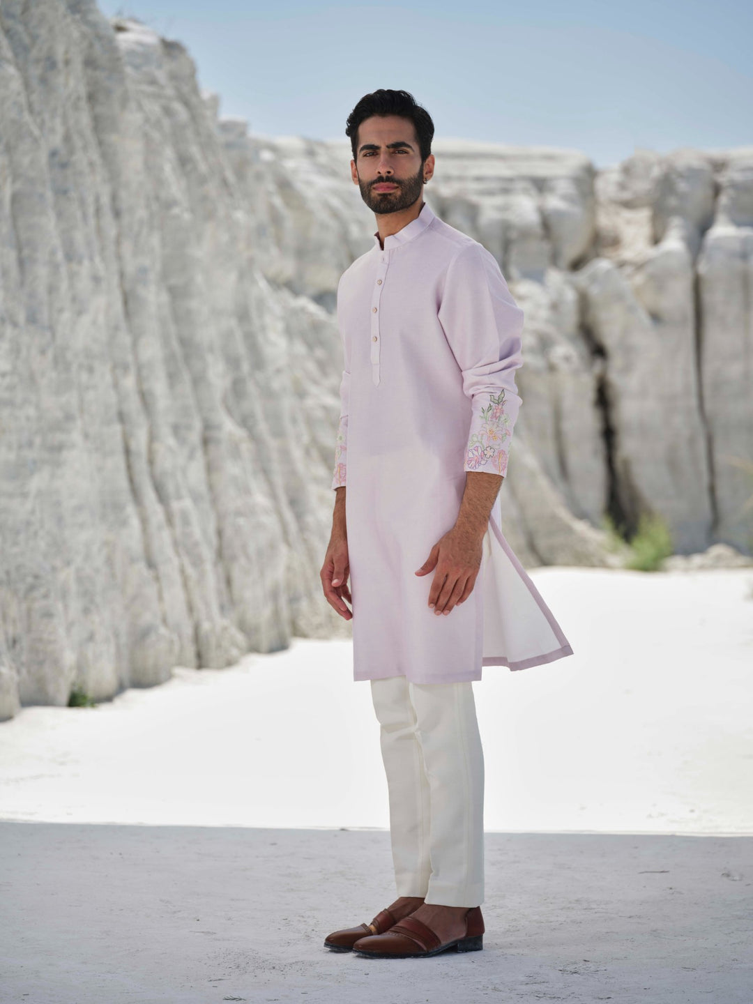 Pastel Grace - Lilac Floral Bead Kurta