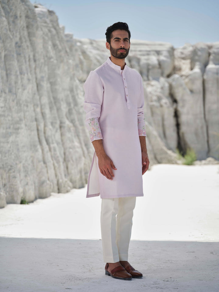 Pastel Grace - Lilac Floral Bead Kurta