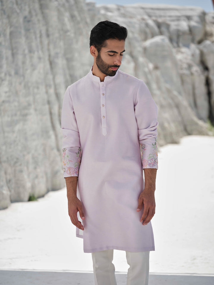 Pastel Grace - Lilac Floral Bead Kurta