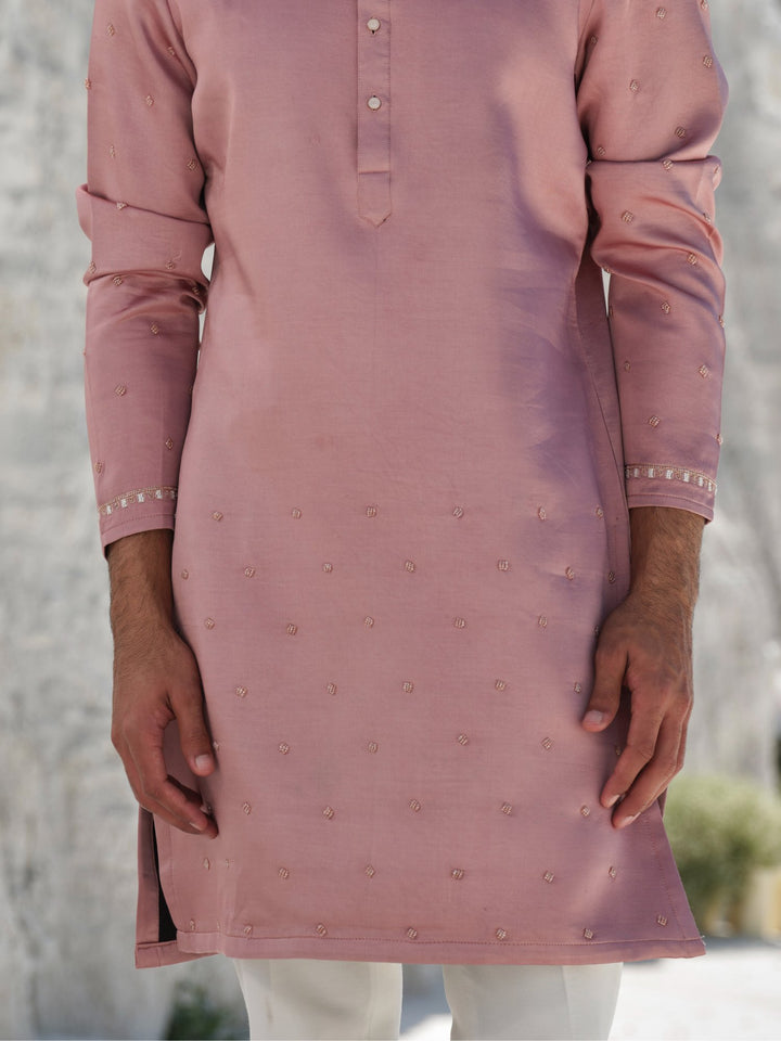 Blush Aura - Dusty Pink Beaded Motif Kurta