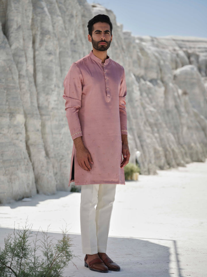 Blush Aura - Dusty Pink Beaded Motif Kurta