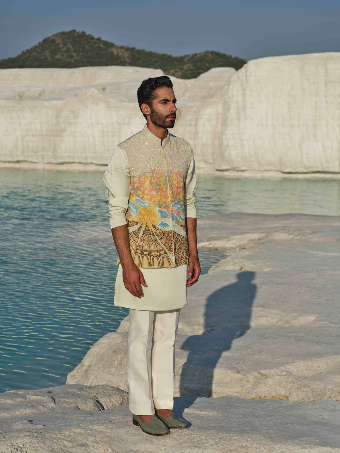 Sunset Mosaic - Light Green Bundi Jacket Set