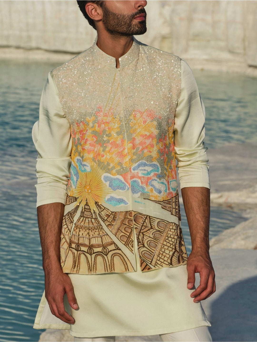 Sunset Mosaic - Light Green Bundi Jacket Set