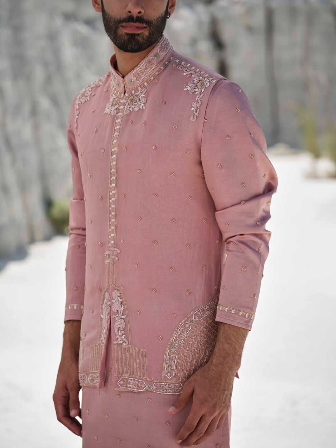 Blush Majesty - Dusty Pink Bundi Jacket Set