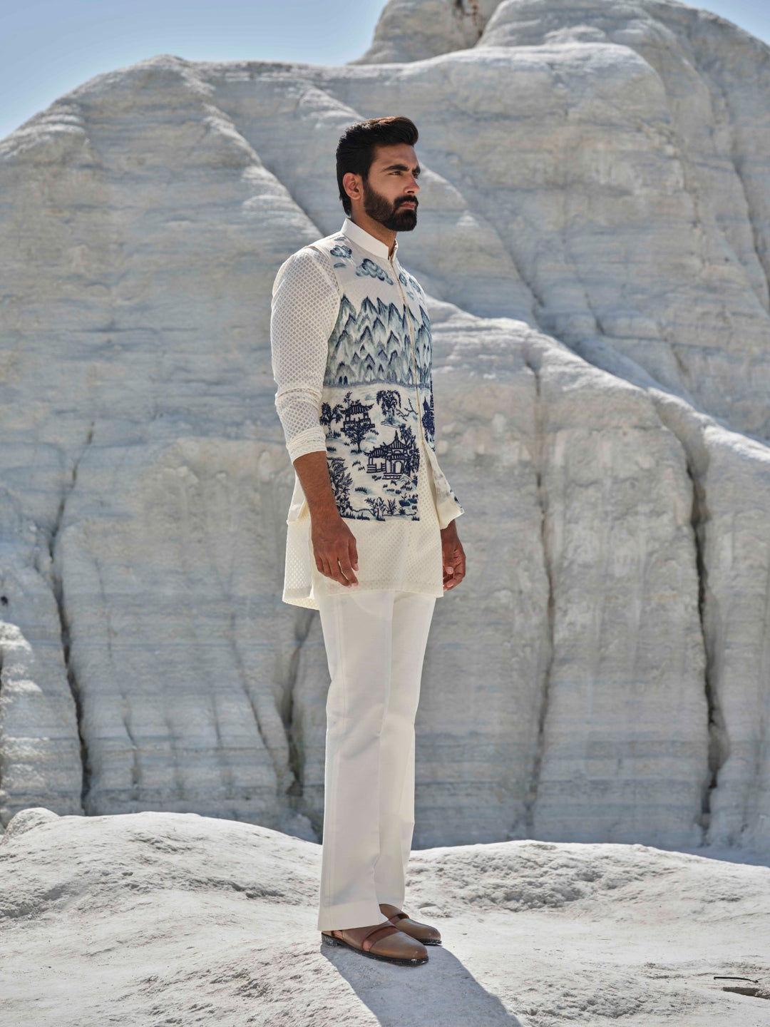 Indigo Horizon - Ivory Painted Bundi Set