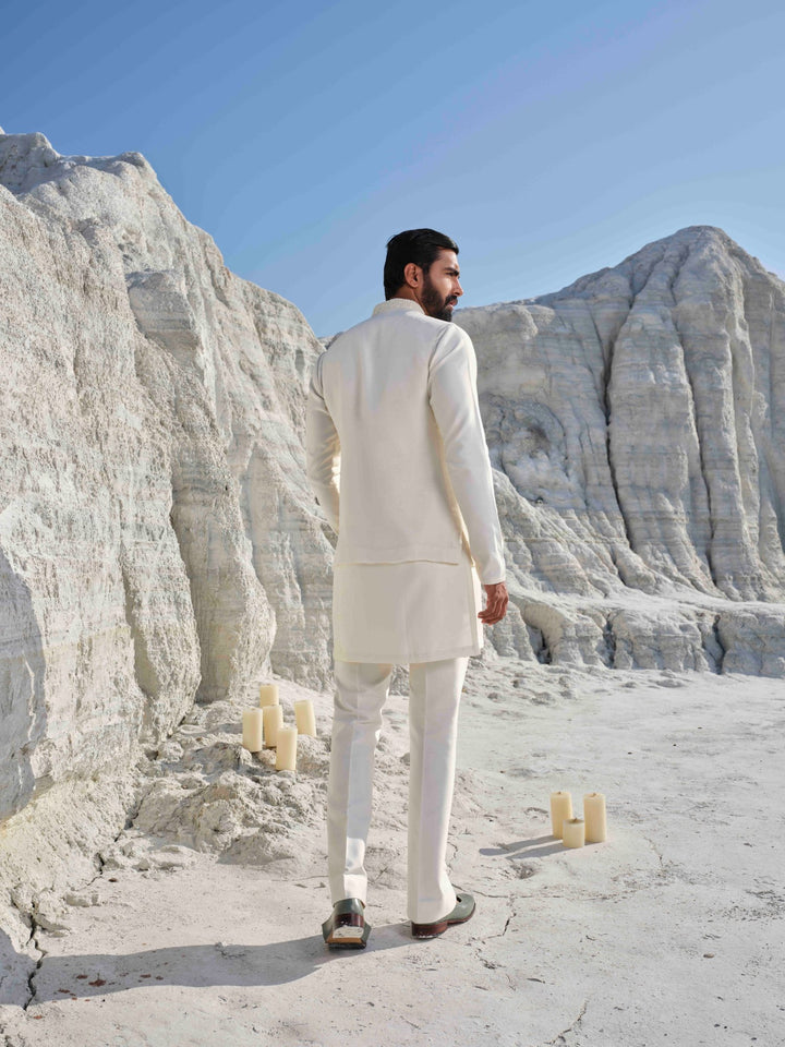 Pearl Horizon - Ivory Tonal Embroidered Bundi Set