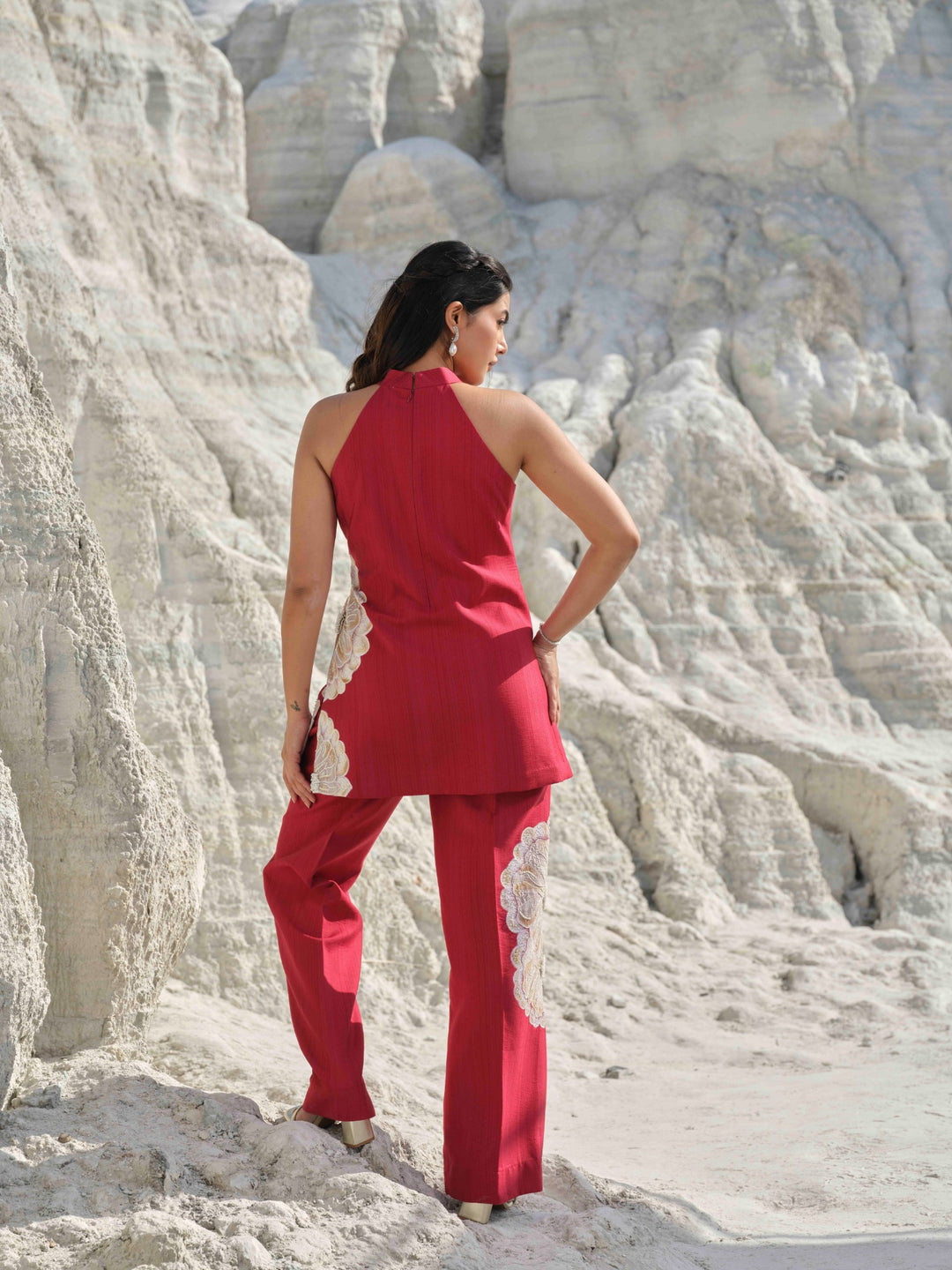 Rouge Reverie- Embroidered Co-ord Set