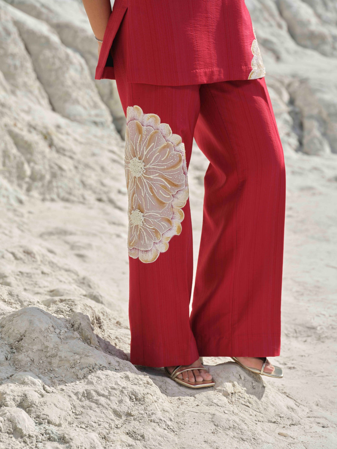 Rouge Reverie- Embroidered Co-ord Set