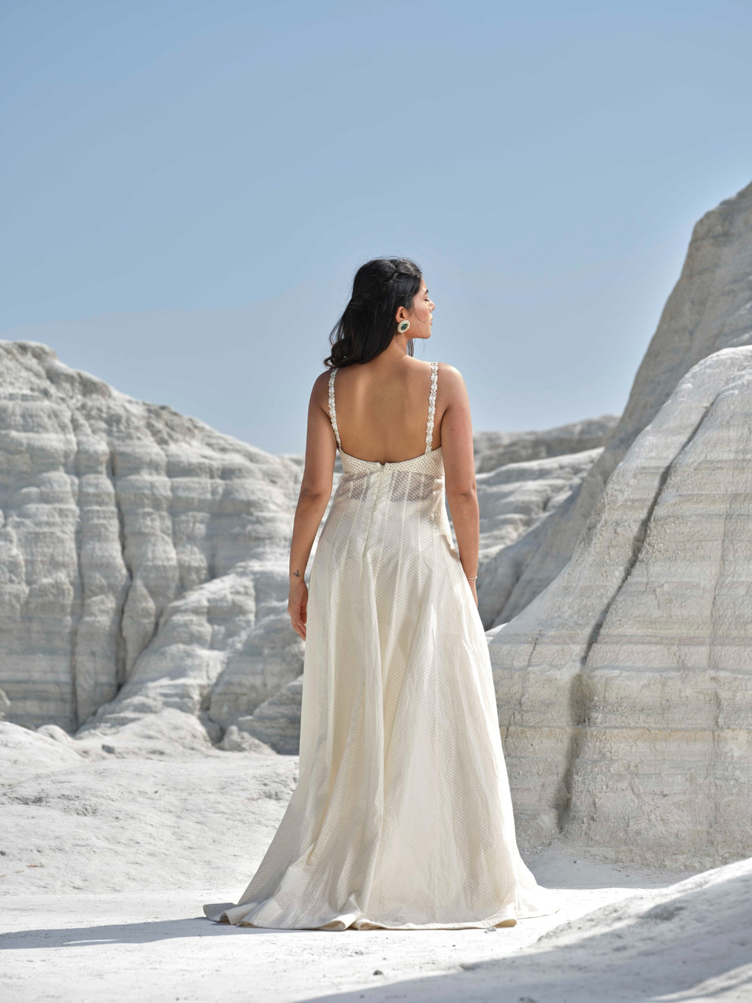 Moonlit Mirage - Ivory Pearl Mesh Gown