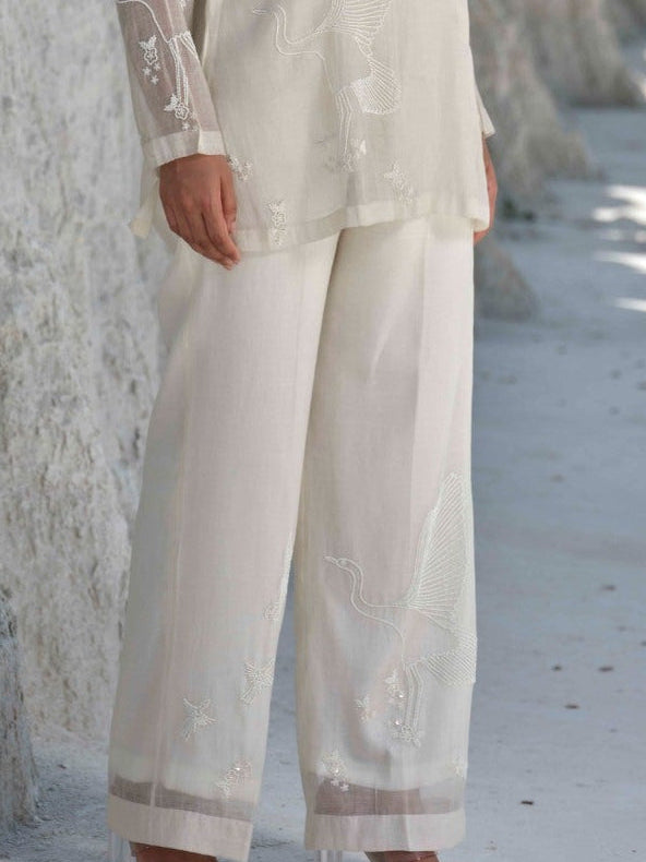 Aureal - Sheer Ivory Embroidered Co-ord Set