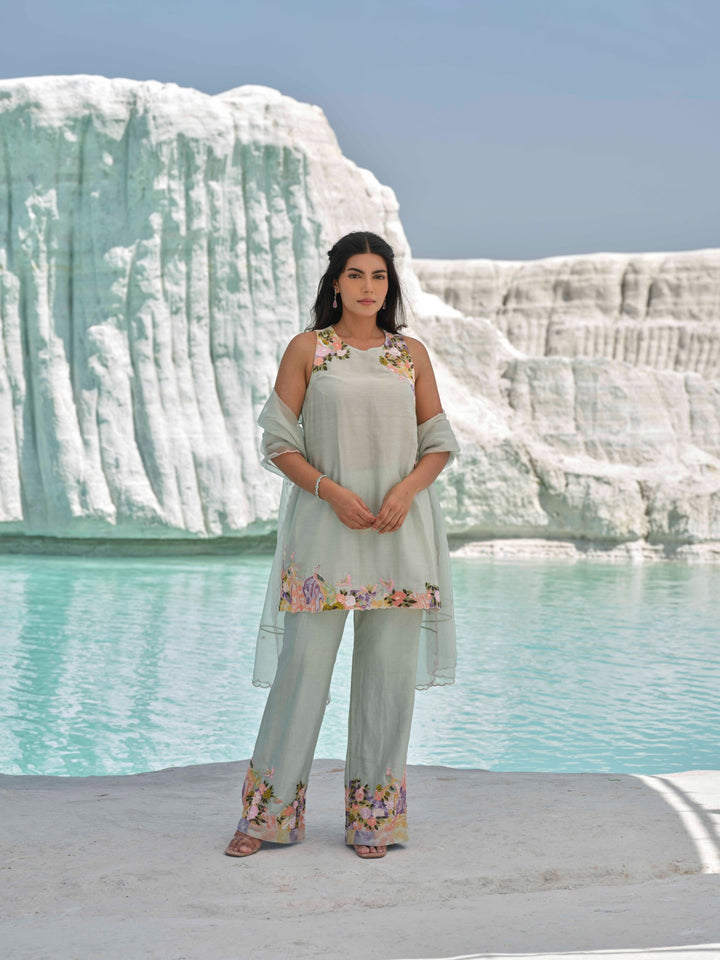 Selene - Sage Green Coord Set with Stole