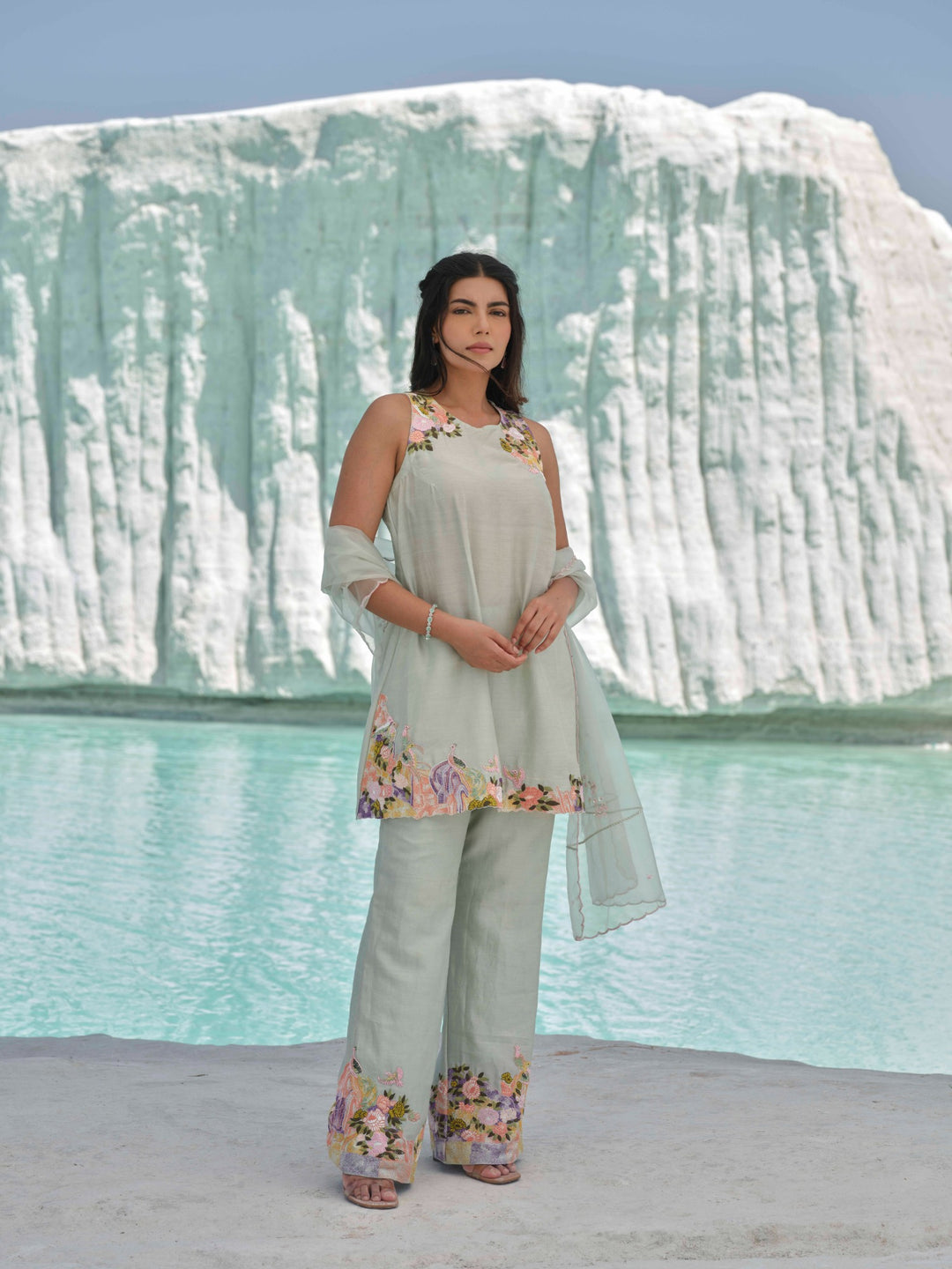 Selene - Sage Green Coord Set with Stole